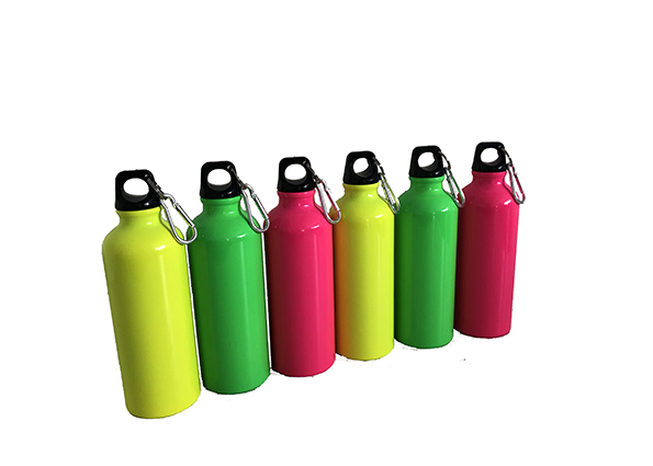 Multi Colored 600ml Sports Aluminum Hiking Water Bottle with Fluorescent Painting