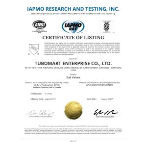 TUBOMART ENTERPRISE CO., LTD. Сертификации