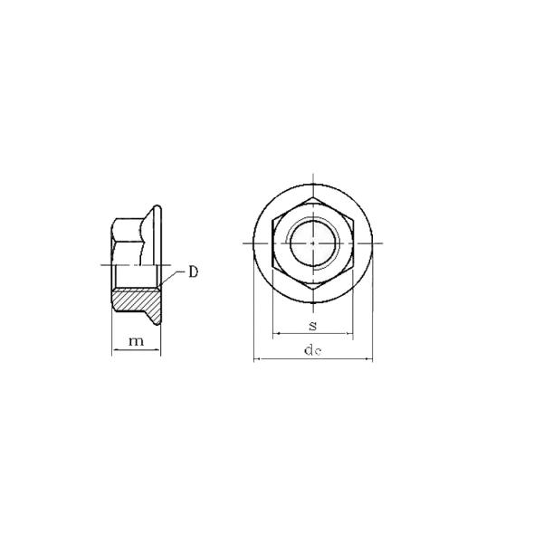 Hex Head Flange Nuts Fully Threaded Iron / Alloy Steel Material Metric Standard DIN 6932