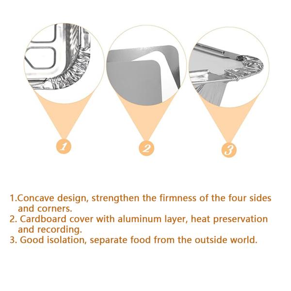 Caja de comida de papel de aluminio plateado para almacenamiento de alimentos y para llevar 890cc