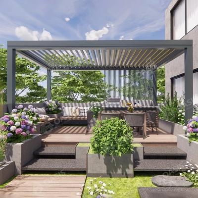 Outdoor Garden Motorized Aluminum Pergola , Powder Coating Automatic Roof Pergola
