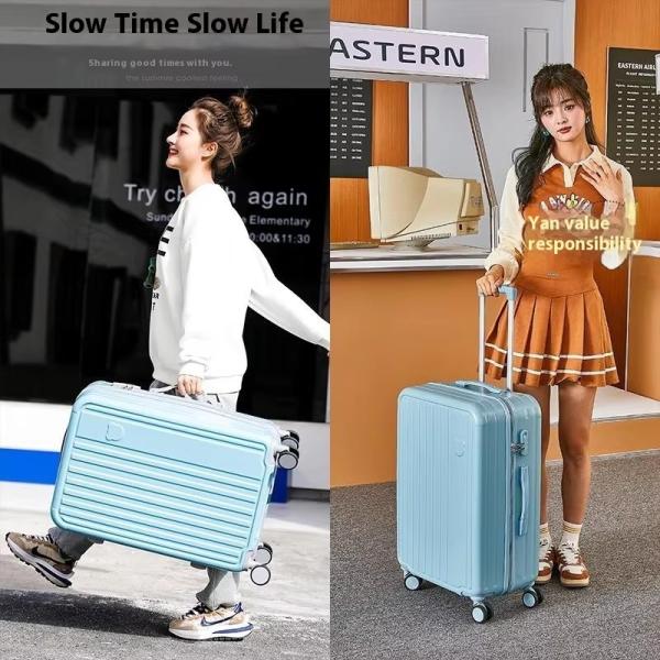 Durable Students' 20-Inch Durable Luggage Case with Mute Universal Wheel and Combination Lock Aluminum Fresh Small Suitcase Set