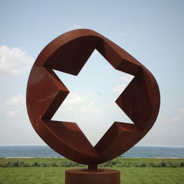 Custom Outdoor Weathering Steel Geometric Star Sculpture by Professional Sculpture Manufacturer