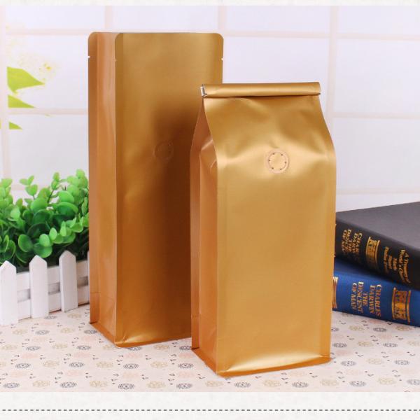 Half Pound Coffee Bean Packaging Bags , Zipper Coffee Pouch Bags Flat Bottom 90 X 255 X 60mm