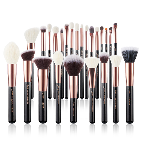 Jessup 25pcs Black/Rose gold Pro Makeup Brushes Set Oem Makeup Manufacturer Makeup Accessories Wholesale T155