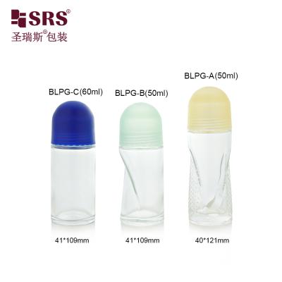 BLPG 50 ml 60 ml de forma única rollo de vidrio vacío en la botella para el desodorante corporal Gel antiperspirante embalaje