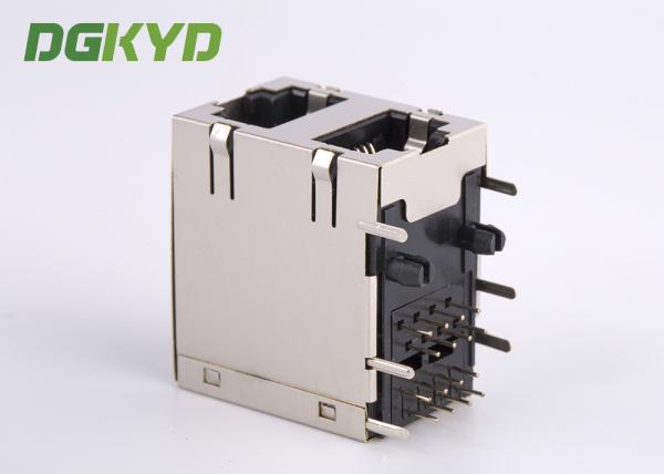 Proteja o conector direito dos ethernet do porto duplo RJ45 de ângulo 2 x 1, 10/100/1000 de BASE-TX