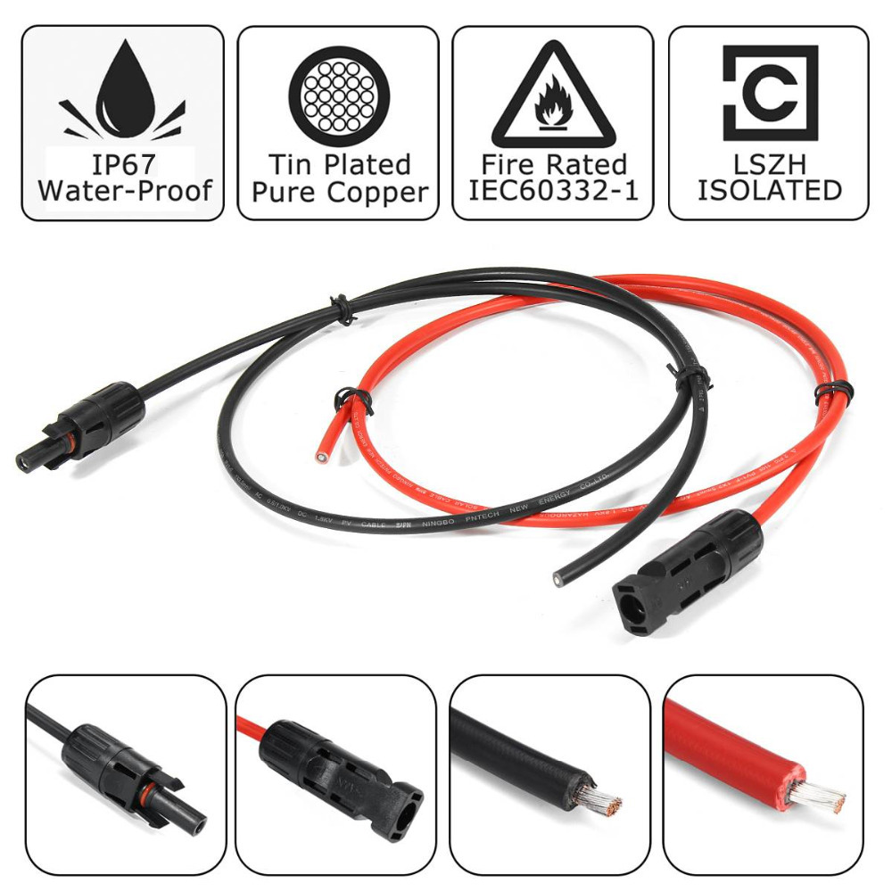 Медная проволока панели солнечных батарей 6/4/2.5mm2 PV с AWG удлинительного кабеля 10/12/14 соединителя