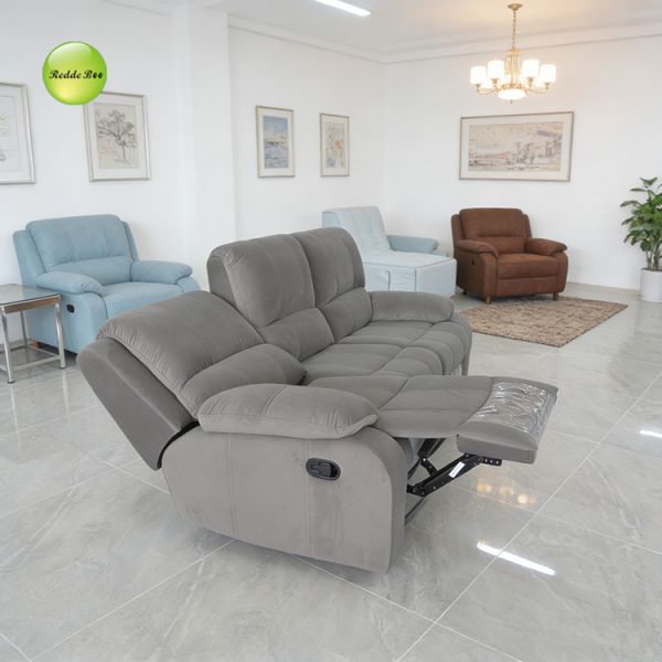 Charcoal Reclining Sofa & Chair: Durable Fabric, Overstuffed Comfort – Perfect for Cozy Contemporary Interiors