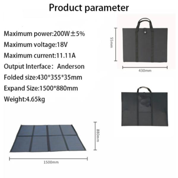 Монокристаллический 200-ваттный складной солнечный панель для кемпинга прицеп автомобиля морской