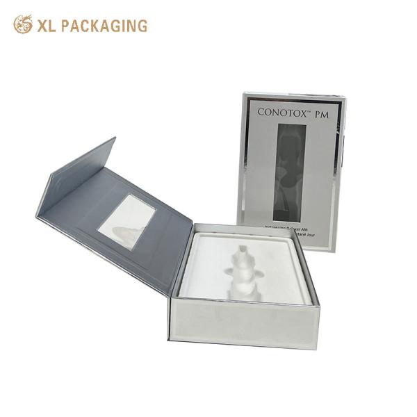 Магнитно-серебряная роскошная косметическая бумажная коробка ароматная парфюмерная коробка с окном