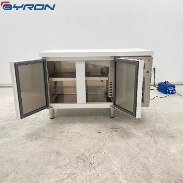 Stainless Steel Workbench Freezer Two Doors Workbench Fridge