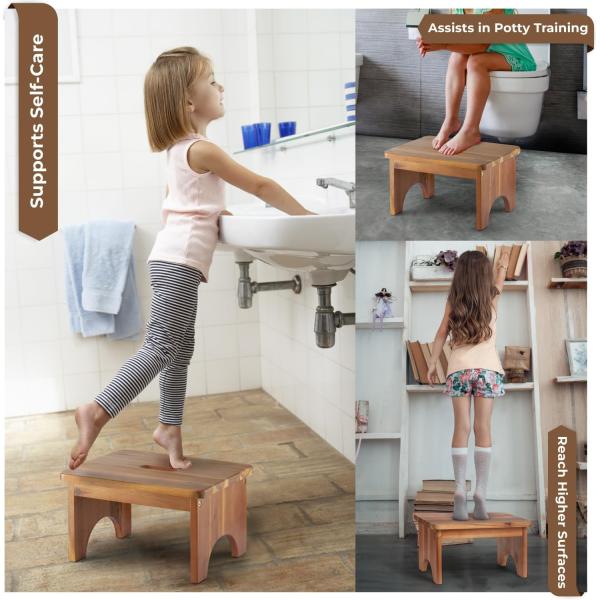 202405 Heavy Duty Portable Wooden Step Stool Nonslip and Convenient for Adults