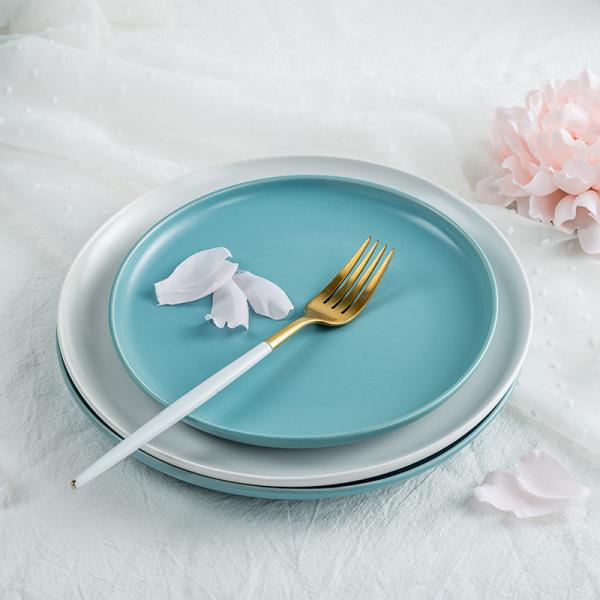 Savall White Blue Ceramic Dinner Set Round Oval Porcelain Table Set