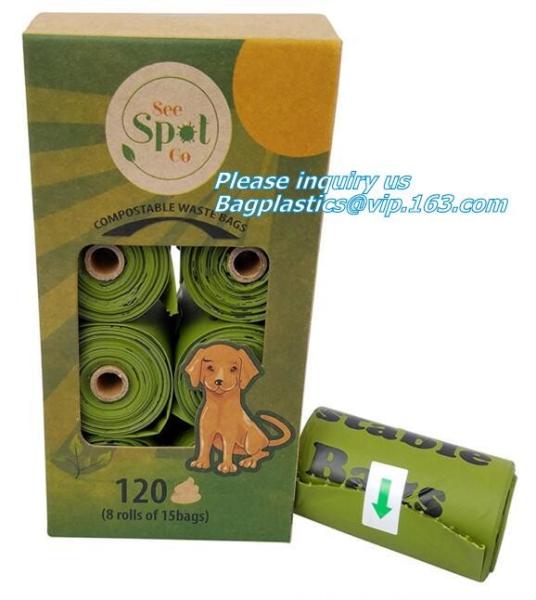 Dog Poop Bag Cornstarch Compostables, Unscented Environment Friendly Compostable Dog Pet Poop Bags, Star Seal Leak Proof