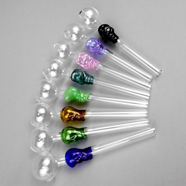 14cm Length Colorful Hookahs Straight Oil Burner Pips , Tobacco Pipe Glass Material