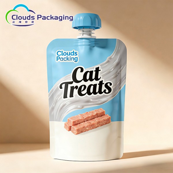 Spout Stand-Up Pouch with Air Seal for Food Package Cat Treats Bags Plastic Stand-Up Squeeze Pouch