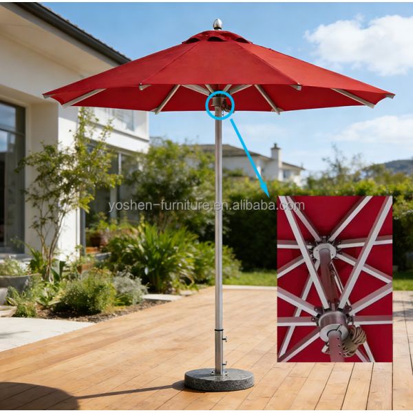 Heavy Duty One Piece Alloy Canopy Hub with Pulleys for 8 Rib Market Umbrella Replacement