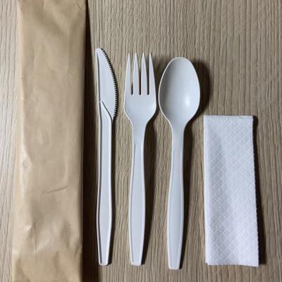 Individual Wrapped Biodegradable Black Cutlery Set with Custom Logo Printing and Fork