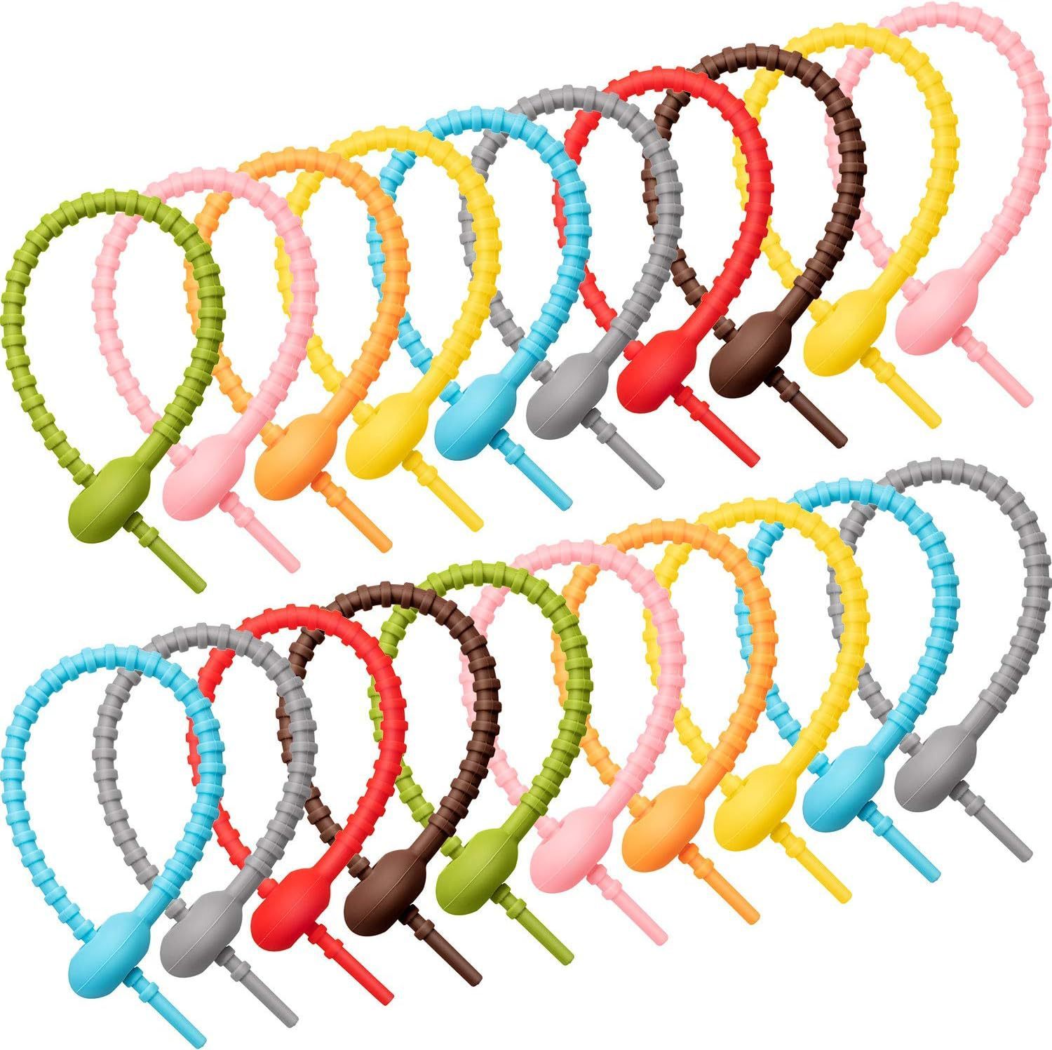 Factory Wholesale Zip Tie Small Tadpole Silicone Cable Ties, Adjustable Silicone Soft Hook Hanging Rope, Desk Organizer & Thread Embedding Tool
