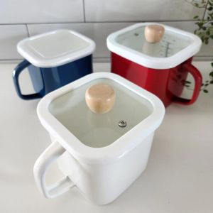 OEM Enamel Steel Mini Noodles Cooking Pot with Glass Lid Warm Milk and Eggs Small Pot