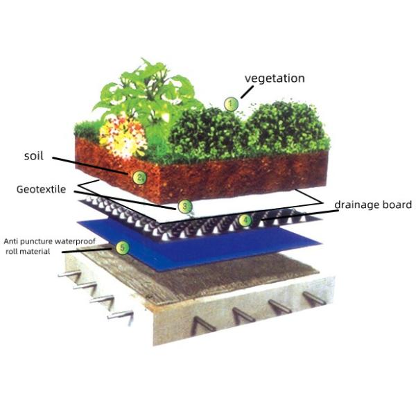 Зелёная крыша HDPE с воронкой дренажного листа длина 2 м толщина 12-60 мм продукт земляной работы