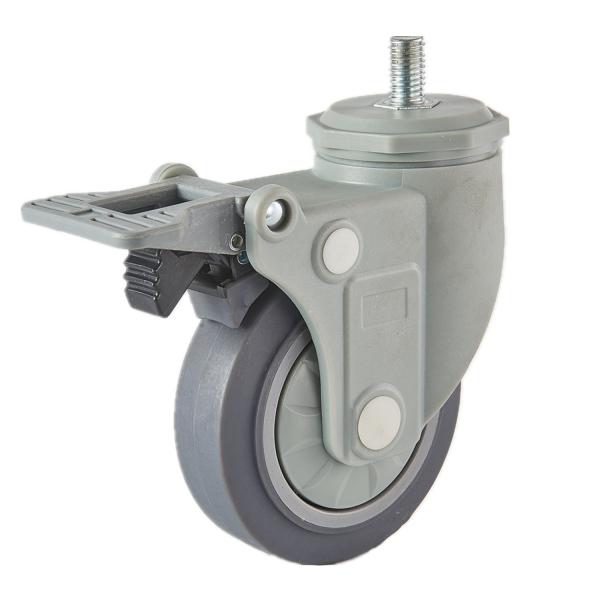 Plastic Yoke TPR Medium Duty Medical Casters Wheels Top Plate Mount Installation