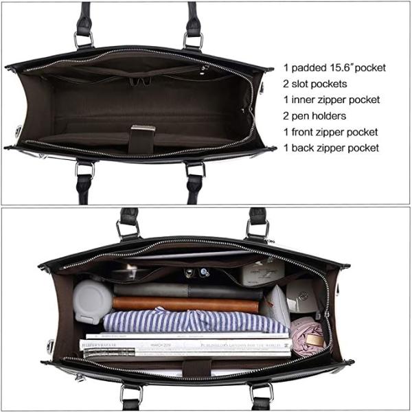 Beige Black Cluci Briefcase Large Capacity Shoulder Bag 15.6