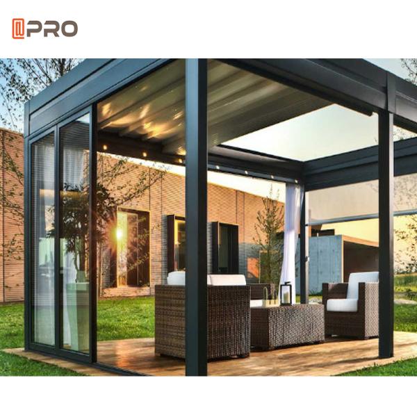 Bioclimatic System Modern Aluminum Pergola Electric Adjustable For Outdoor Living Gazebo