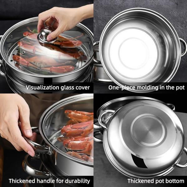 Hot Selling Cookware Cooking Food Steamer Stainless Steel Steamer Pot Kitchen Soup Pot With Steamer