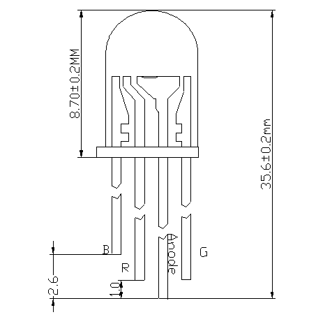 Small Angle 35deg 5mm Tri Color LED Common Anode 4000mcd Through Hole LED