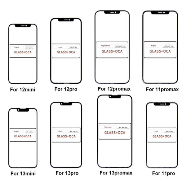 Verre OCA avant pour iPhone 13mn 13p 13 Promax Remplacement de l'écran avant