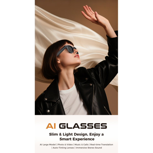 M02 Smart Glasses with 290mAh Battery 32GB Memory and 8 Million Pixel Camera for AI Assistant and Video WiFi