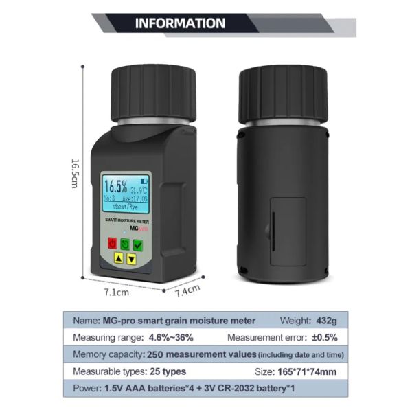 Grain Smart Moisture Meter Cup Type Model Mg-PRO 90ml Capacity