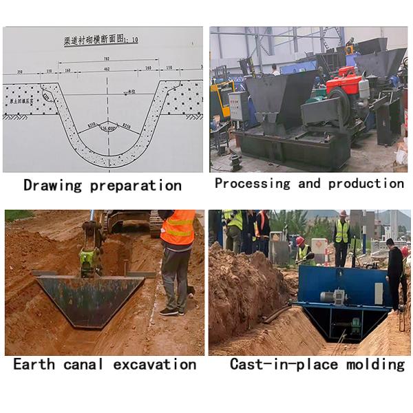 Self-Propelled Water Channel Ditch Canal Lining Machine for Three Construction Workers