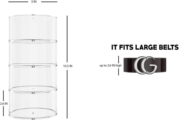 5 Layers round acrylic box with lid Acrylic Lucite Plastic Jewelry Belt Storage Box Magnets