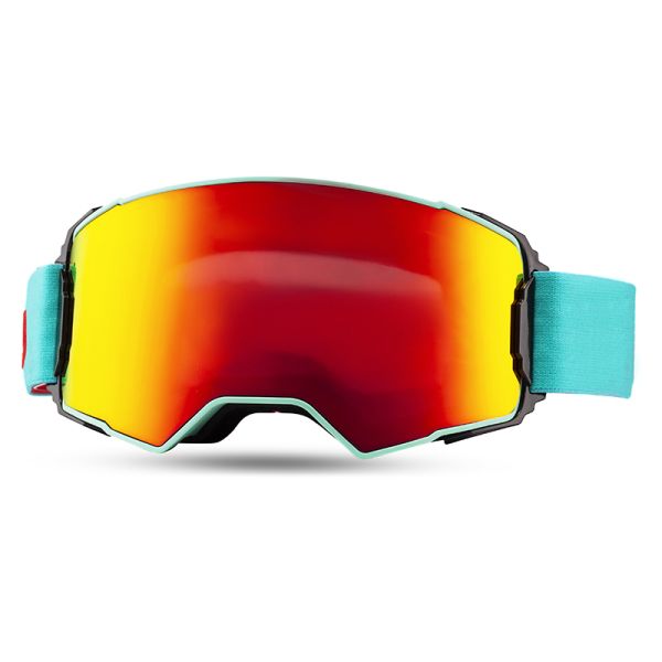 Colorful coating ski goggles, custom-made by the manufacturer. Anti-fog and anti-glare, suitable for all scenarios in the ski resort, professional equipment.