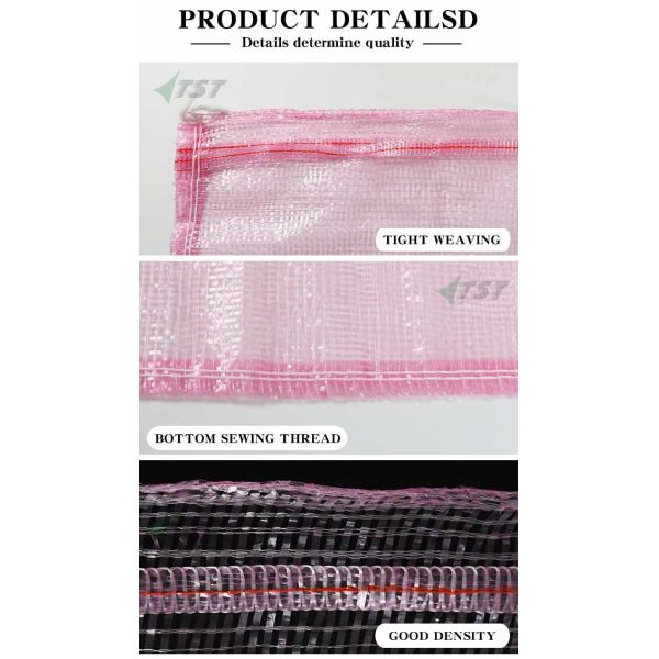 Pink L Sewing Vegetable Mesh Bags 43*78cm For Agriculture Onion Vegetable Packing