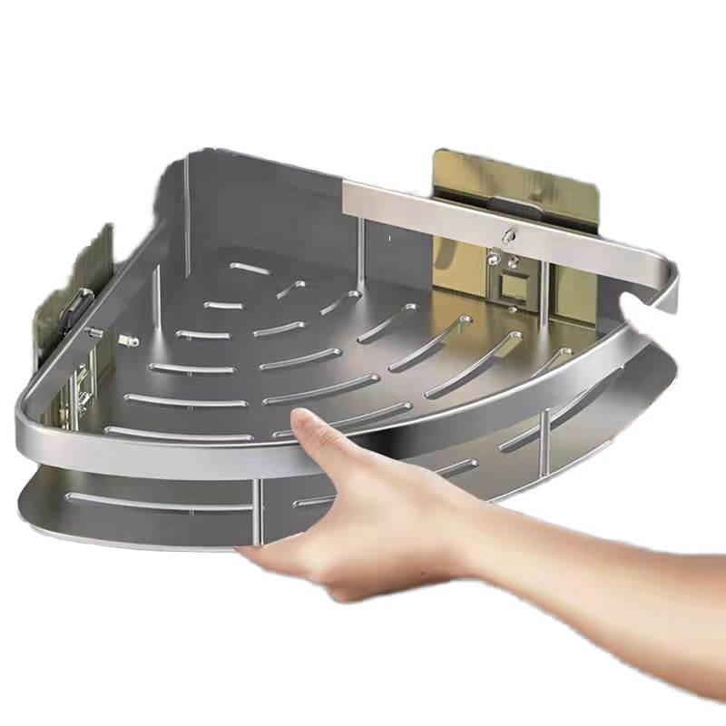 Hot Selling Warehouse Bathroom Kitchen Wall Mounted Shelf Metal Storage Rack Corner Organizer