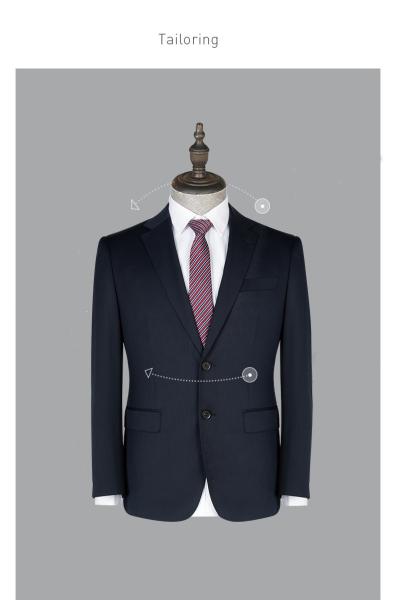 Men's Fashion Business Suit in Blue Woolen with Single Breasted Jacket and Trousers