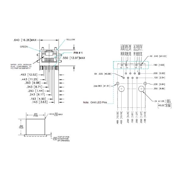 JXR 1-0001 NL/JXR 1-0011 NL Rj45 Surface Mount Jack Female Magnetic Connector