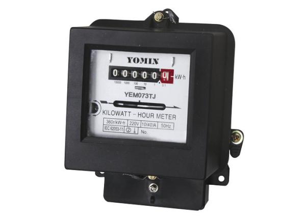 ABS Black Plastic Electromechanical Energy Meters , Mechanical Single Phase Watt Hour Meter
