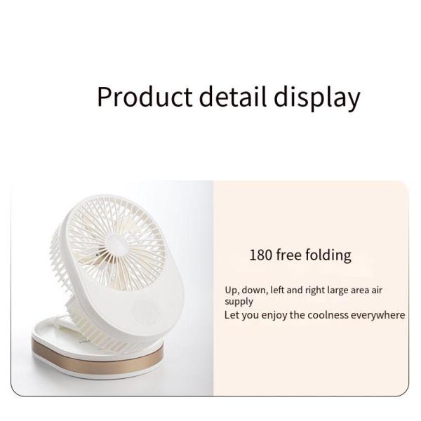 Customized Logo 1500 mAh USB Rechargeable Table Fan with LED Light and ABS PP Material