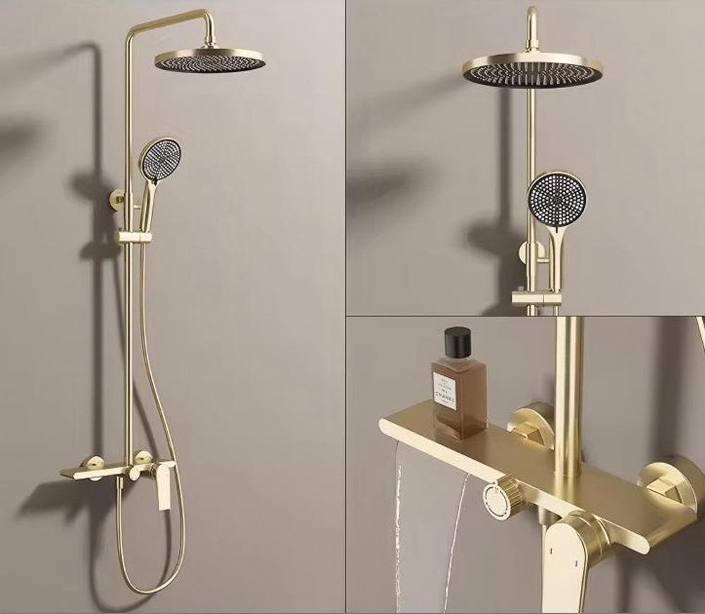 Shower Set Bathroom Mixer with Brass Body Zinc Handle and SU304 Shower Bar Chrome Black Gunmetal and Gold Finish Options