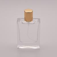 botella de perfume de cristal plana 50ml con el pequeño casquillo del oro