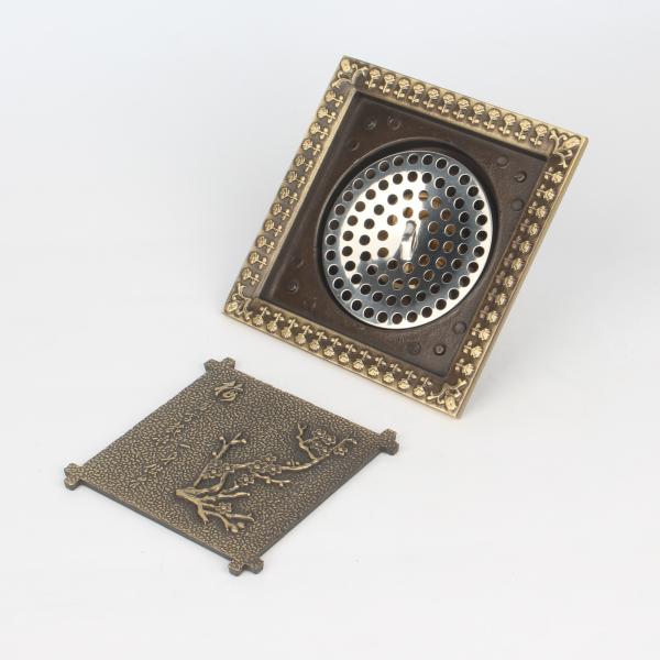 Modern 5-Inch Brass Bathroom Shower Drains Square Shower Floor Waste Drain with Basin Usage for Hotels