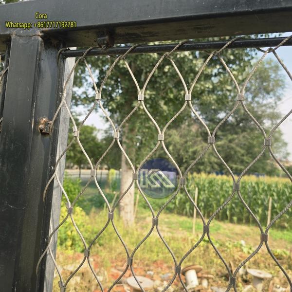 Animal Fence Construction Flexible Balustrade Stainless Steel Wire Rope Mesh For Plant Climbing Mesh / Cable Mesh