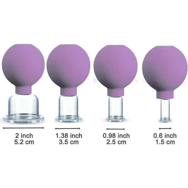 Customized 4pcs Glass Facial Cupping Set for Face Eye Lip Body in Gift Box Packaging