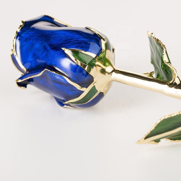 Half-blooming 24k Gold  Trimmed Rose   Handmade Flowers Preserved Fresh Rose with Stem Present  Rose Gift