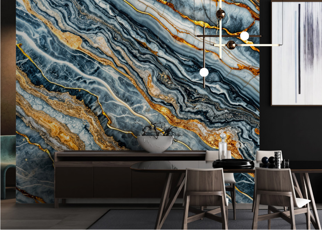 Interior 3D PVC Marble Sheet UV Printed HD Stone Look Wall Panel for Hotel Office